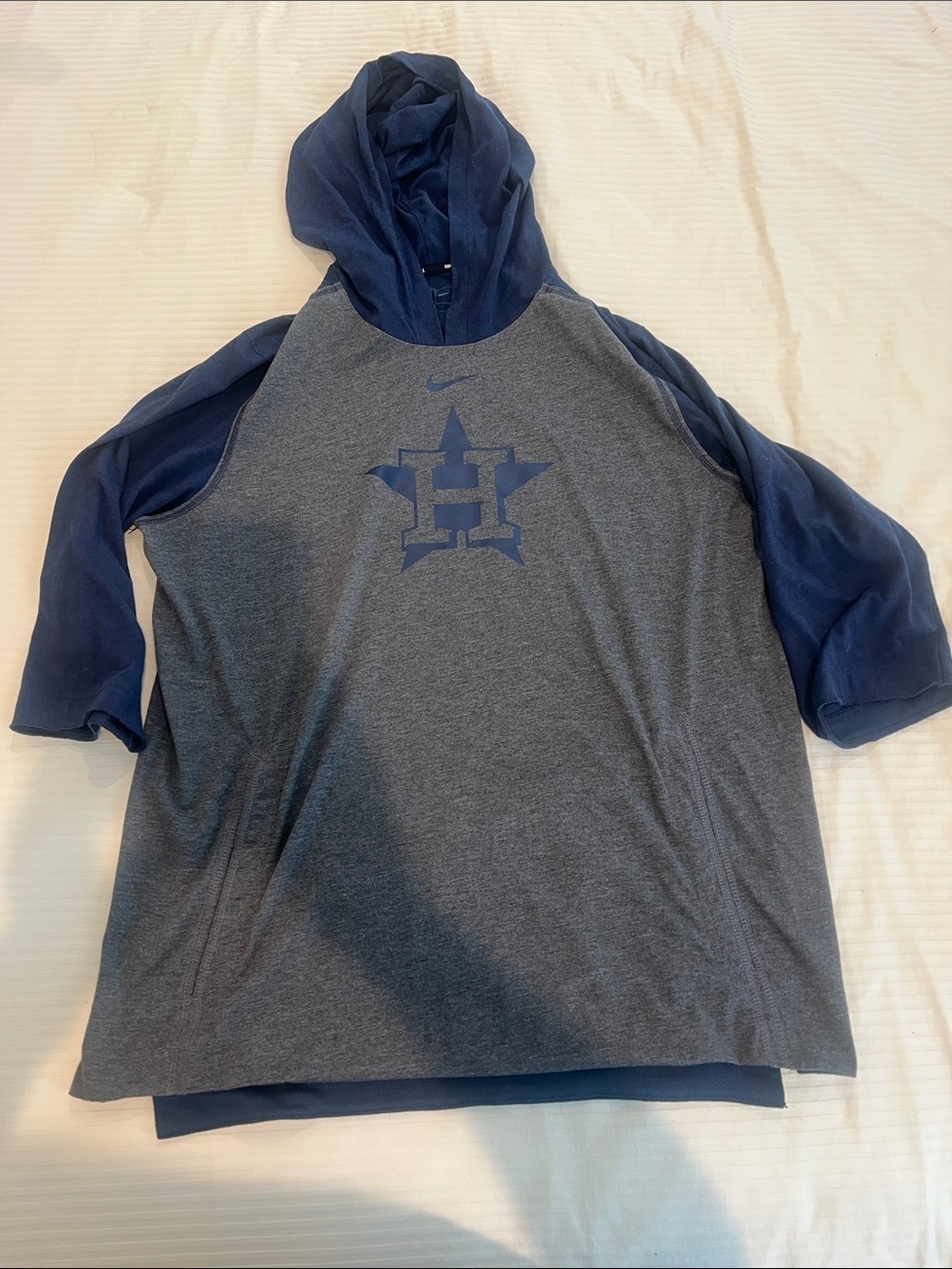 Nike Grey and Navy Astros Hooded Raglan Tee